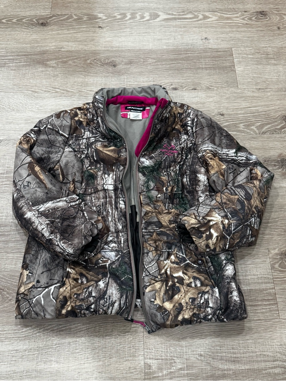 Realtree Women’s Camo Jacket XL Pink Lined Full Zip Hunting Outdoor Coat